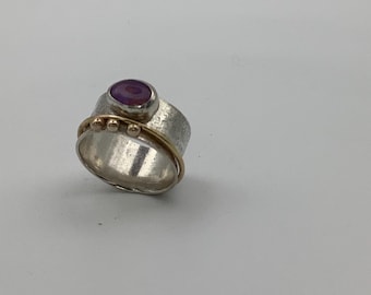Opal Silver and Gold Ring Spinner Ring