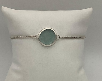 Ohajiki Japanese Seaglass Bolo Bracelet Light Blue
