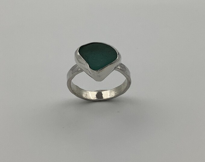 Seafoam Blue Seaglass Ring Set in Sterling Silver