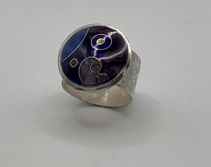 Modern Cloisonné Enamel Ring