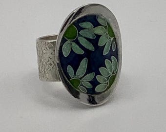 Flower Cloisonné Enamel Ring