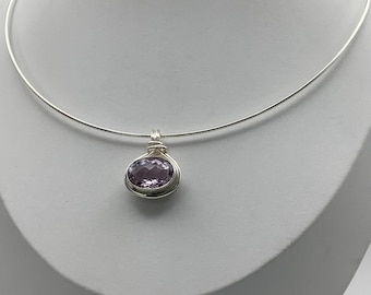 Amethyst Quartz Silver Necklace