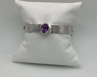 Amethyst Hinged Cuff Bracelet