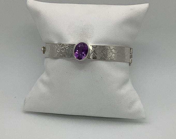 Amethyst Hinged Cuff Bracelet