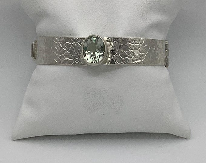 Green Amethyst Hinged Cuff Bracelet