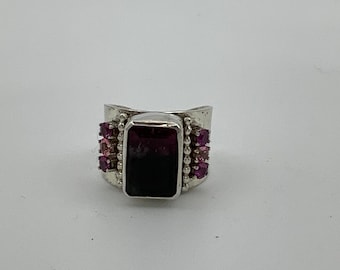 Watermelon Tourmaline Silver Ring