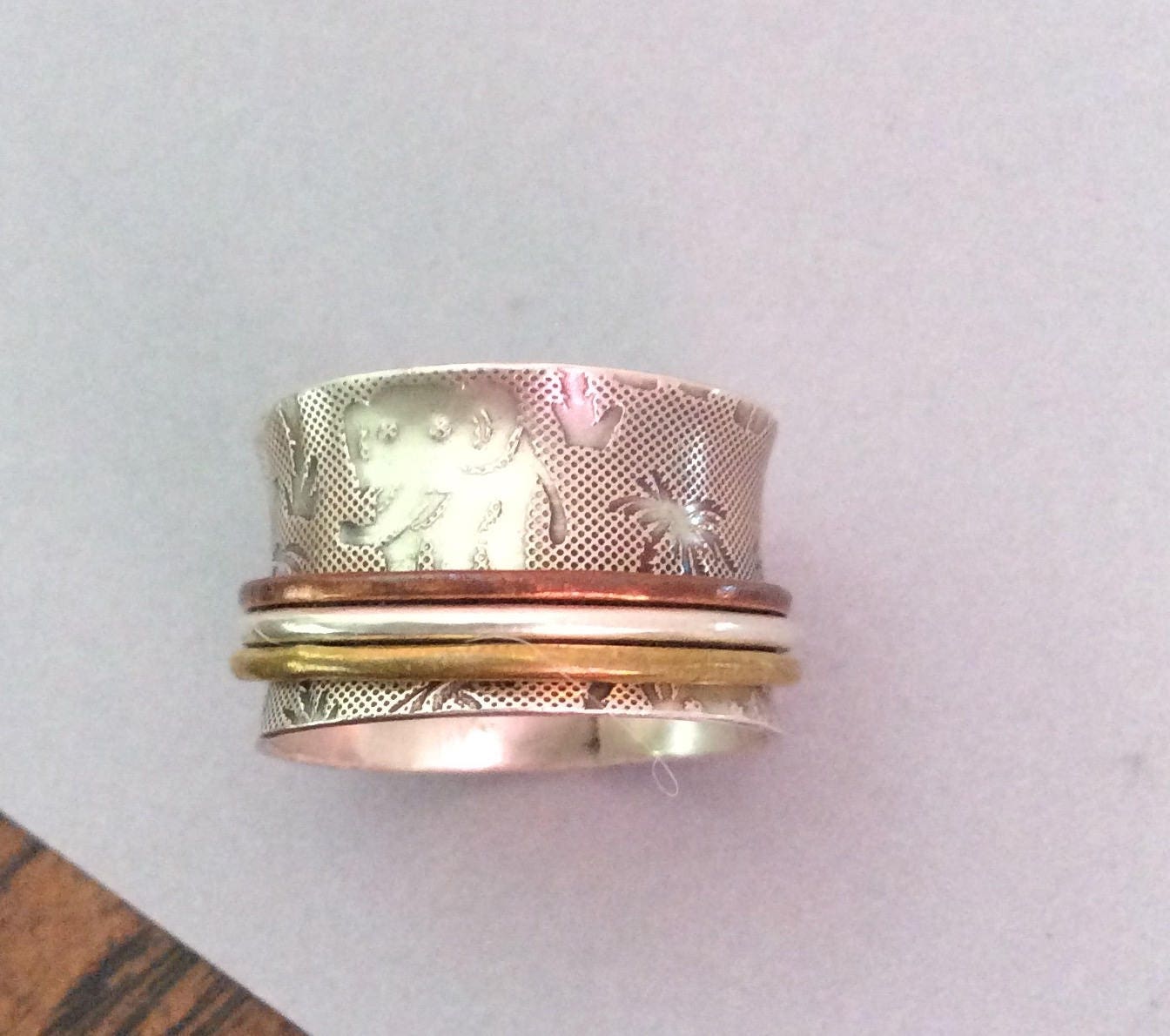Copper Spinner Bracelet with Sterling Silver