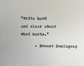 Ernest Hemingway quote vintage typewritten quote writing quote writer quote Hemingway quote on typewriter