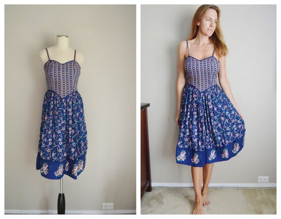 70s blue adini sundress - xsmall