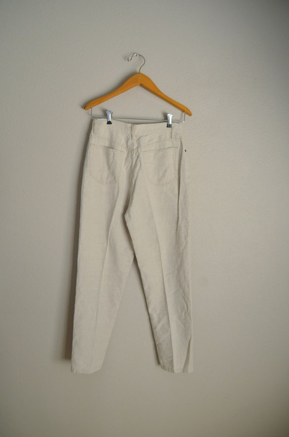 Linen trousers / women’s medium rise tan line pan… - image 5