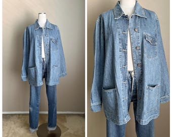 Vintage 90s Bill Blass Denim Chore Coat - women's x-large 1X