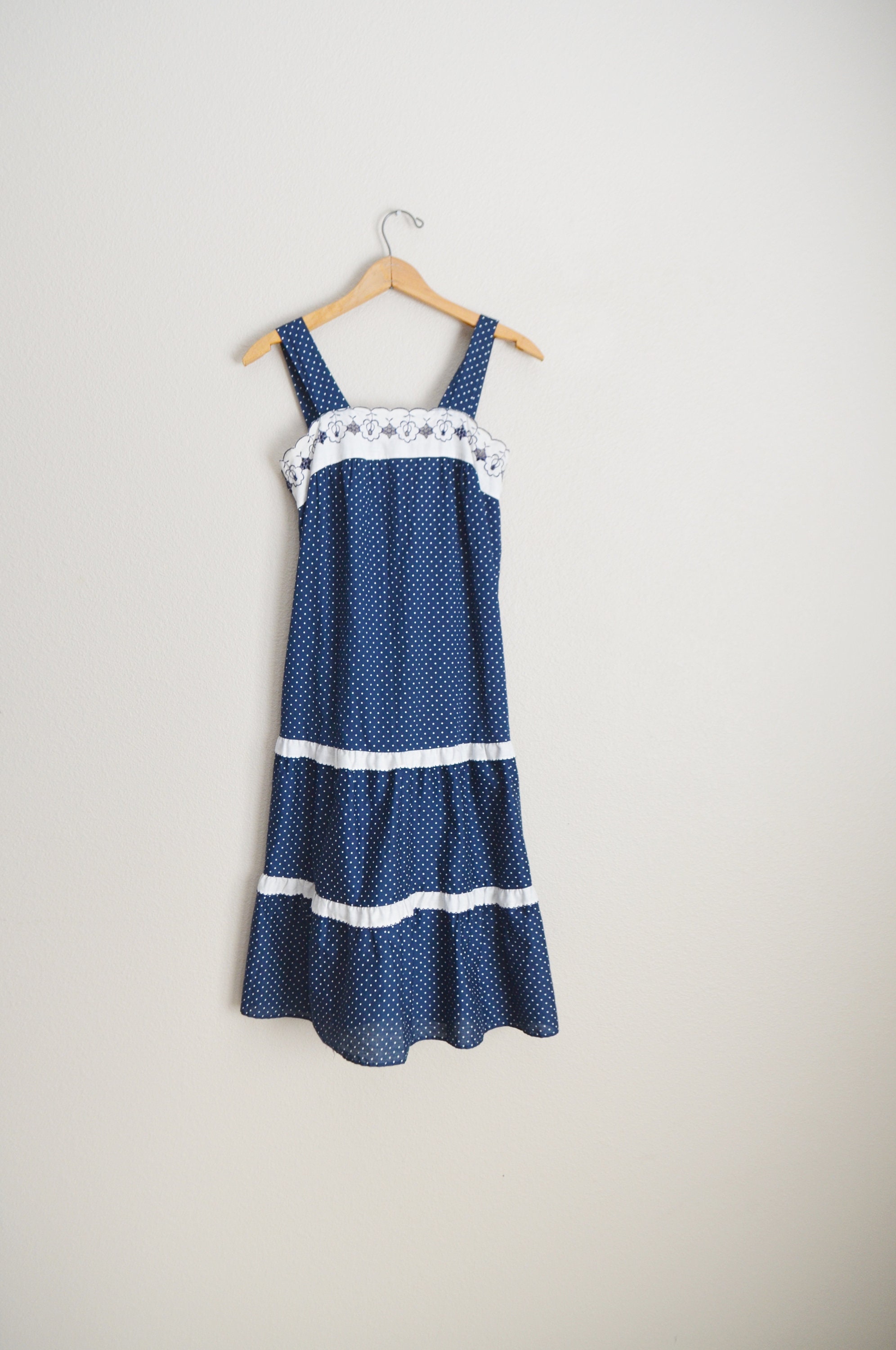 Peasant sundress / vintage 80s polka dot summer sundress Etsy 日本