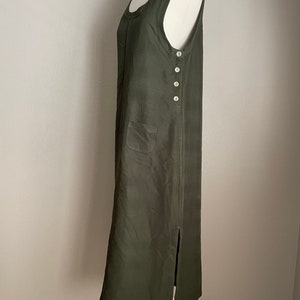 vintage green maxi dress / dark olive maxi sleeveless market dress small image 5