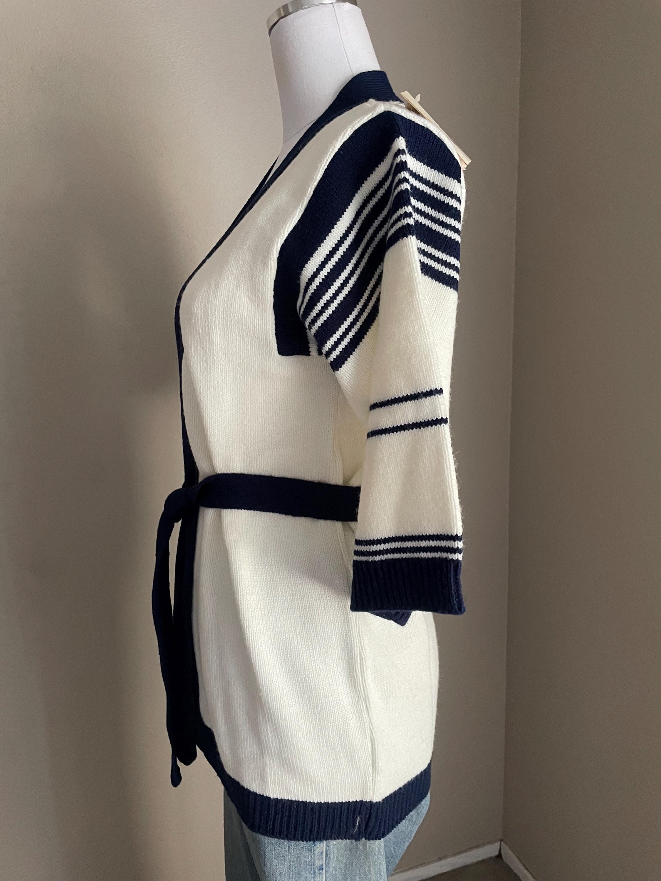 Vintage 70s Deadstock Jantzen Acrylic Knit Blue White Wrap 