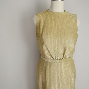 vintage 60s gold shimmer dress / vintage mid century gold party dress deadstock xsmall image 4