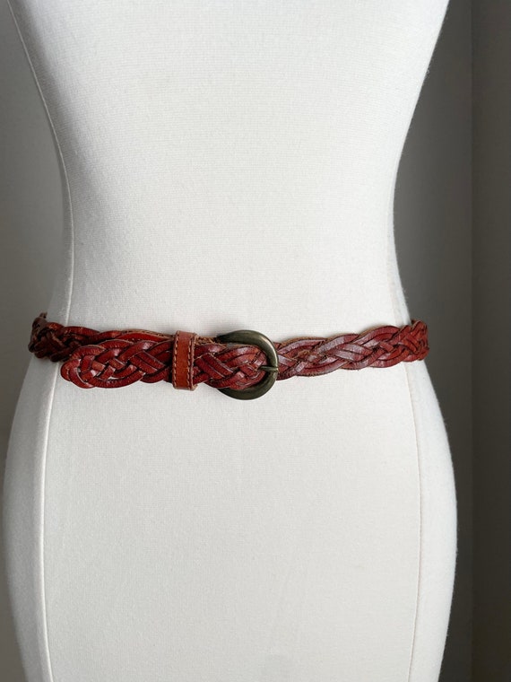 brown braided belt- ladies medium skinny braided b