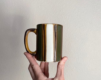 vintage 70s 80s striped pottery style mug