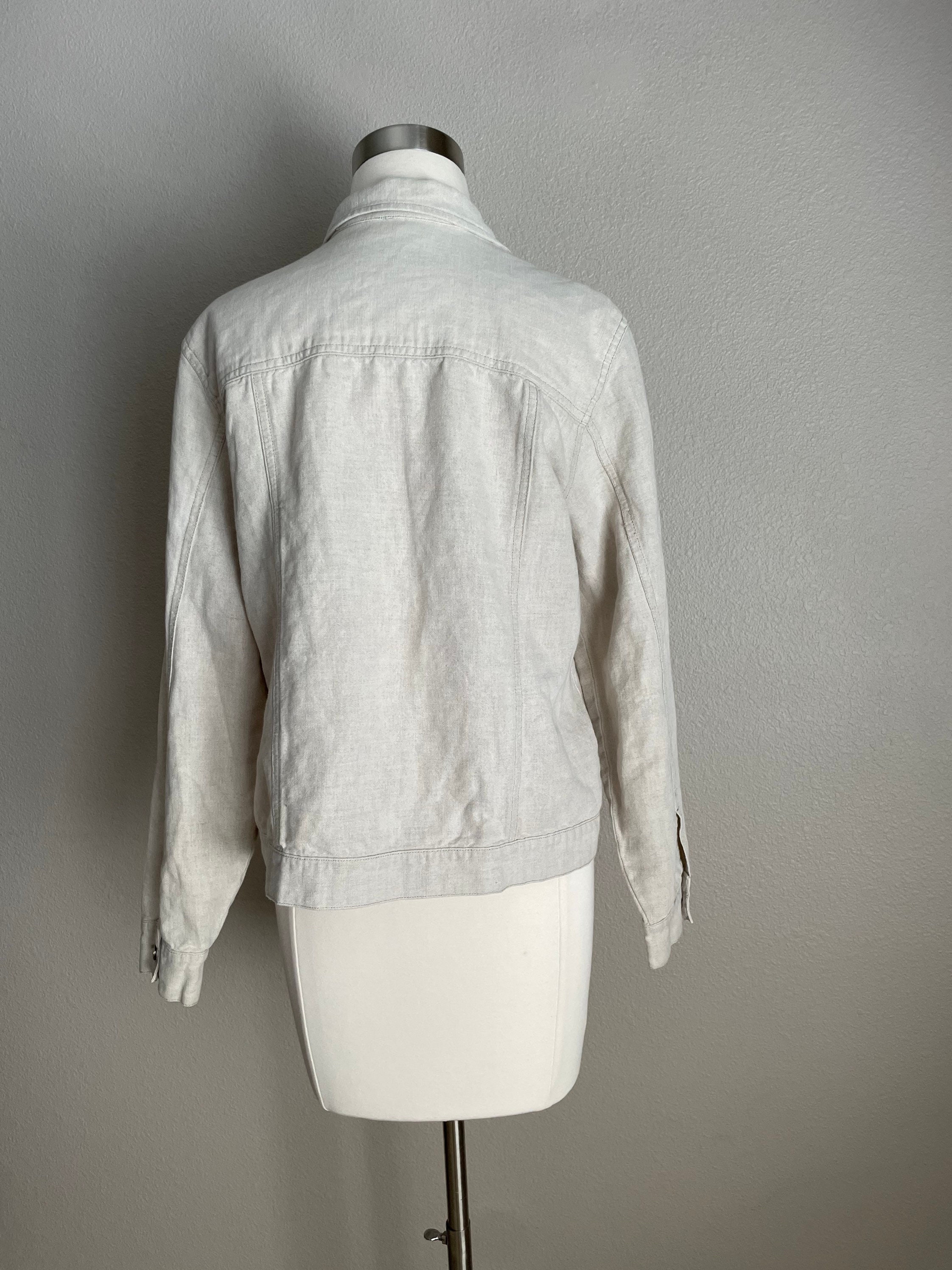 Tan Linen Jacket / Vintage 90s Tan Minimal Linen Button Jacket Etsy