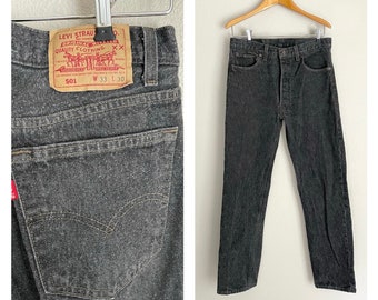 vintage 80s faded black gray nubby 501s button jean LEVI'S usa made jeans -- womens 28x30