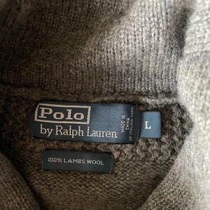 vintage 80s polo ralph lauren shawl neck gray lambswool sweater medium/large image 9