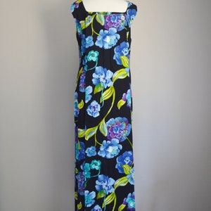 vintage 60s 70s blue green black luau hawaiian polynesian ALICE dress womens small/ medium image 9