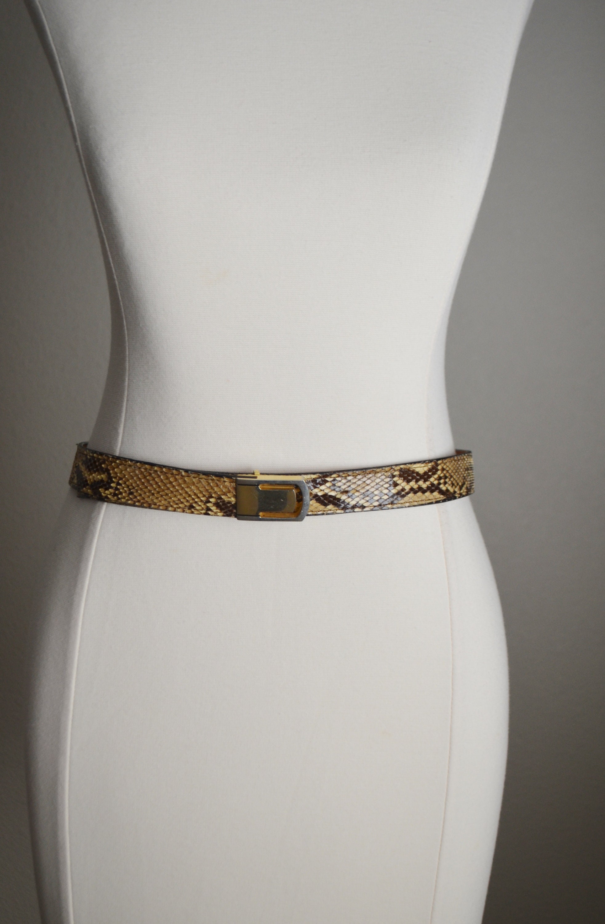 24K Gold Plated Genuine Snake Skin Belt