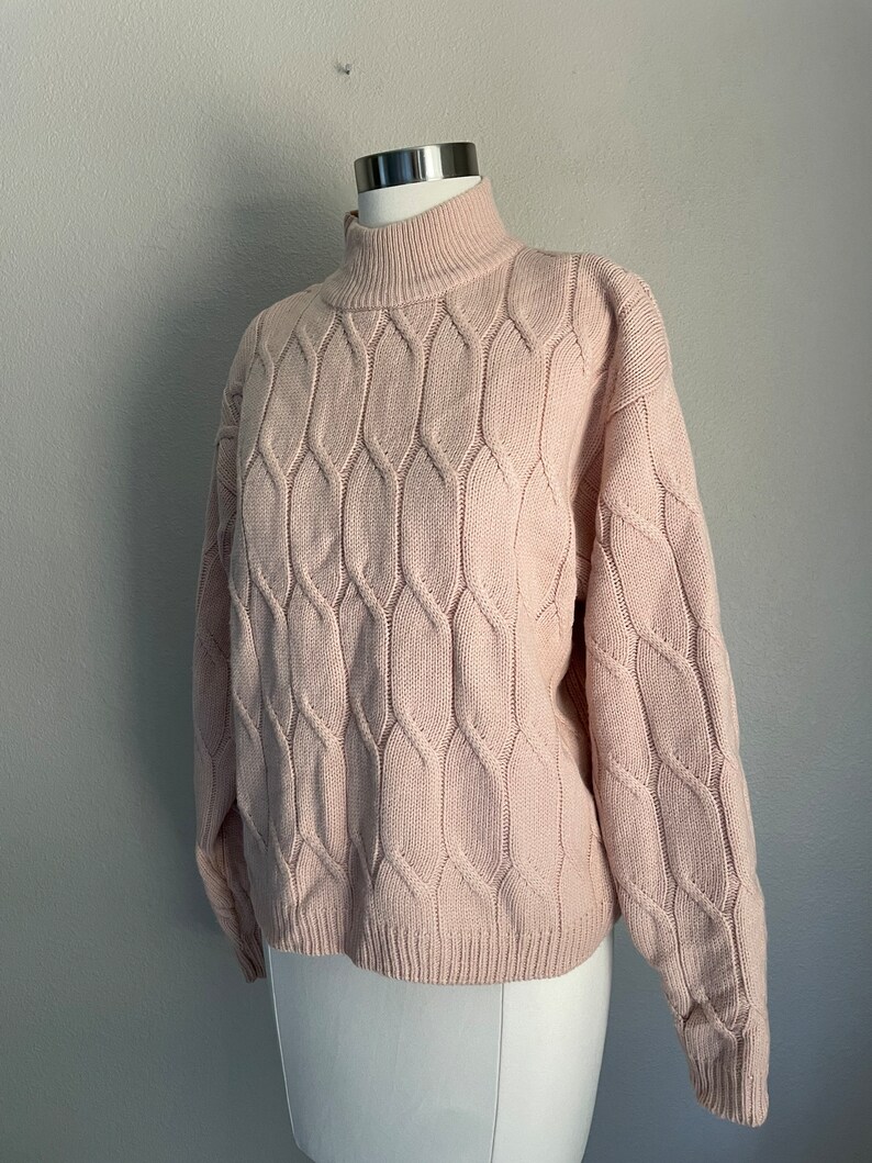 vintage rose 1980s cableknit boxy lambswool sweater medium / large image 5