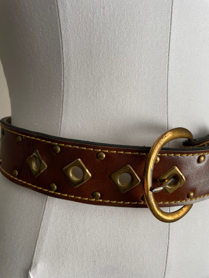 vintage 60s 70s faux leather wide vegan vinyl belt size xxsmall xsmall 24 image 8