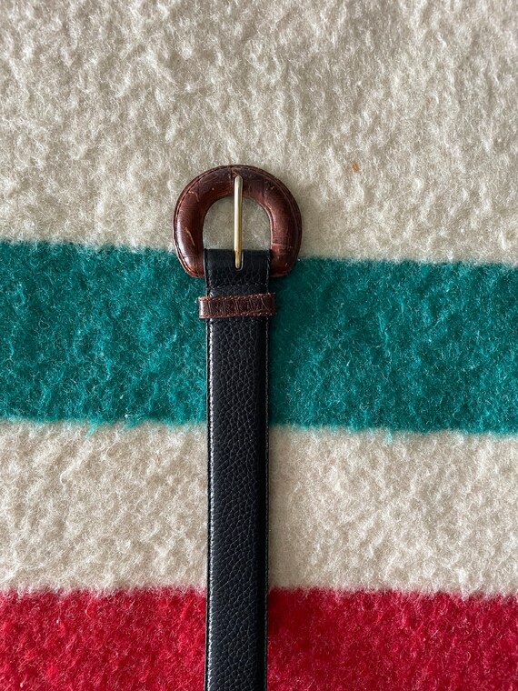 vintage 90s brown black two-tone leather belt- wo… - image 6