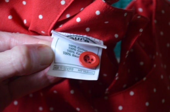 vintage 80s laura ashley girl's red polka dot dre… - image 8