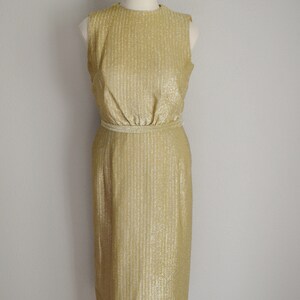 vintage 60s gold shimmer dress / vintage mid century gold party dress deadstock xsmall image 3