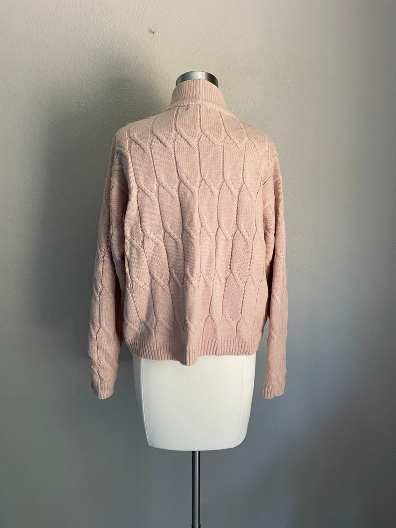 vintage rose 1980s cableknit boxy lambswool sweater medium / large image 2