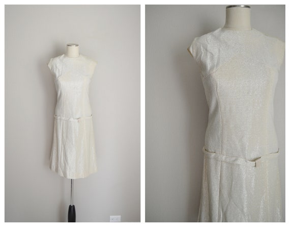 60s silver sparkle cocktail dress- small - deadsto