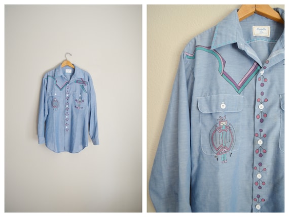 selvedge hand painted shirt - large