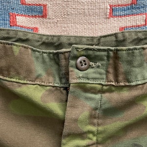 Vintage 1970s Olive Drab Camo Utility Fatigues Military Trouser 42 42x31 OG Style Camouflage Trousers image 5