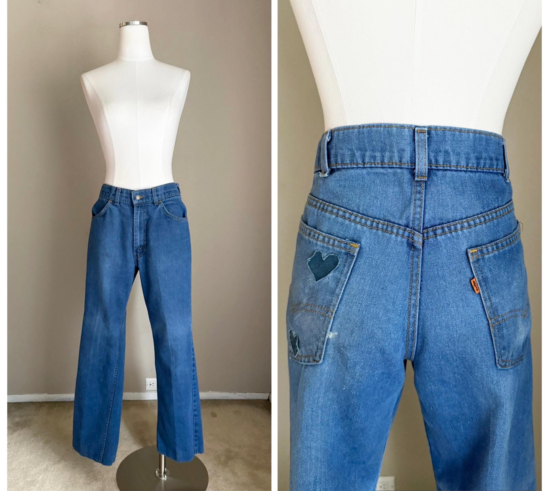 Vintage 80s Levi's Cotton Blend Wide Straight Orange Tag Jeans AS IS - 32x30