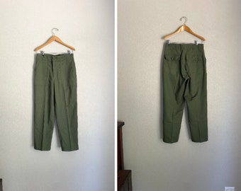 vintage 80s 1982 pantalones utilitarios verdes oliva pantalones de durabilidad pantalones utilitarios OG-507 - 30x28 - 29/30