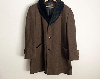 RARE Vintage 60s LAND-N-LAKES Heavy Wool Coat in Brown Beige