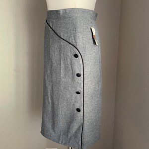 vintage 70s 80s black and gray wool pencil skirt xsmall 23/24 image 4