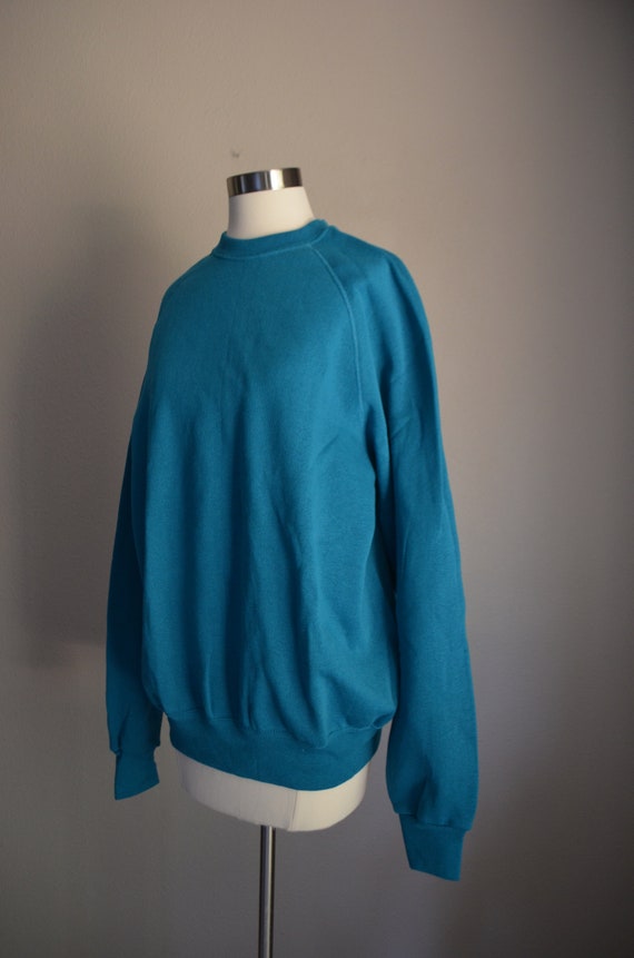 vintage raglan dark turquoise blue sweatshirt - w… - image 5
