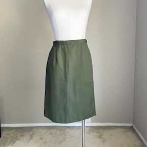 Vintage 60s Olive Green Wrap Above knee Skirt -- women&#39;s x-small small- 24/26