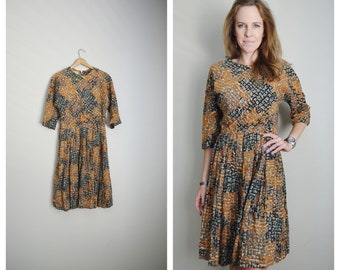 mod dress / vintage 60s abstract mod party dress - small