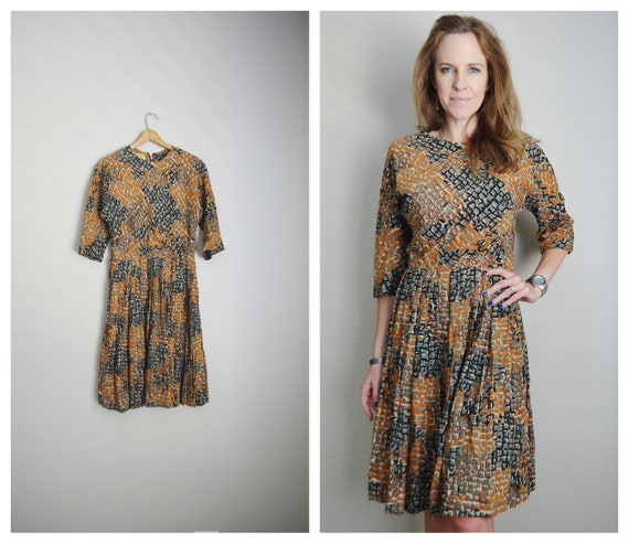 mod dress / vintage 60s abstract mod party dress … - image 1