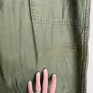 Vintage 1970 Unisex Olive Drab Utility Fatigues Military Trouser 32x27 OG 107 31/32 Fatigues image 5