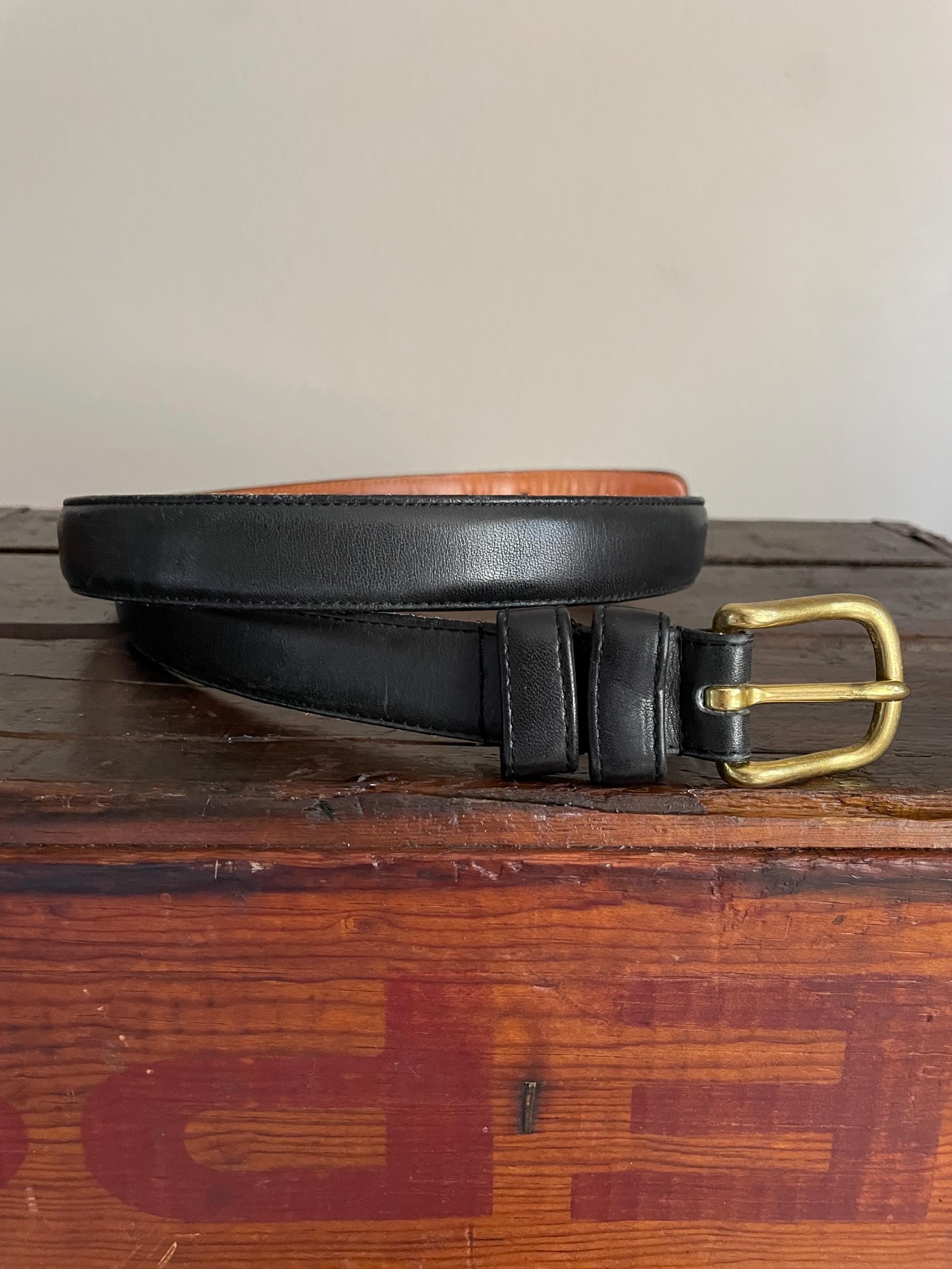 Vintage Usa-made Coach Black Belt With Brass Buckle 6601 