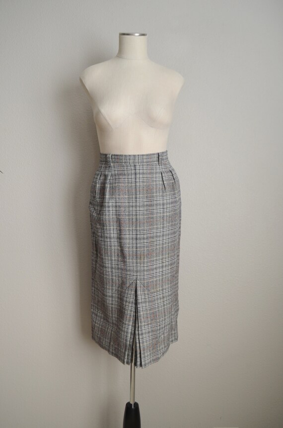 vintage 70s gray brown wool plaid pendleton skirt… - image 3