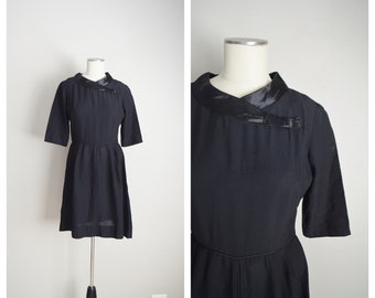 black cocktail party dress / vintage 60s evening cocktail party dress- small