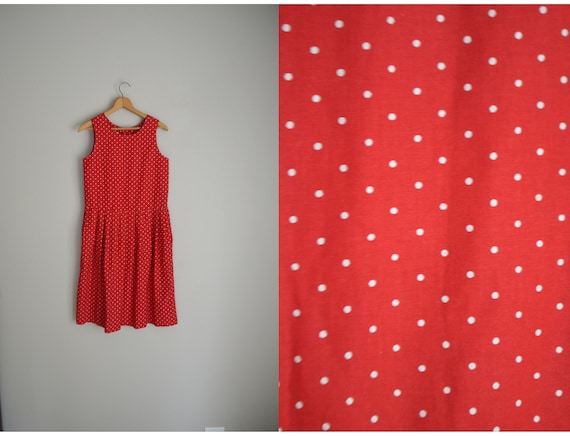 vintage 80s laura ashley girl's red polka dot dre… - image 1