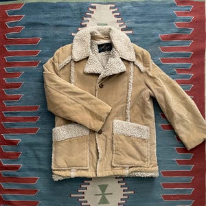 Vintage 70s Corduroy Sherpa Lined Barn Jacket - Men&#39;s Small