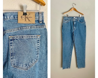 vintage CK jeans / 80s USA-made medium wash CK jeans - 5 pocket double stone wash jeans - 32x32- women's 31/32